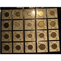 31. Plastic Coin Page containing (20) Coins from Turkey, United Arab Emirates, Uruguay, Venezuela, &