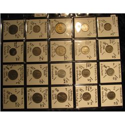 32. Plastic Coin Page containing (20) Coins from Argentina, Austria, Bahamas, Barbados, Belgium, Bra