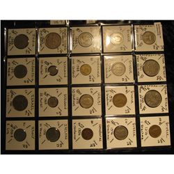 35. Plastic Coin Page containing (20) Coins from Great Britain, Greece, Guatemala, Haiti, Honduras, 