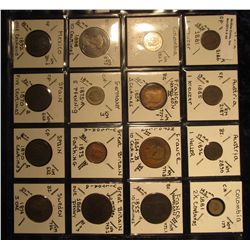 40. Plastic Coin Page containing (16) BU Coins from (8) Different Countries. All over 100 Years old.