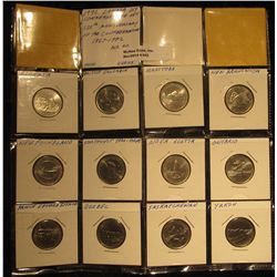 342. 1867-1992 Twelve Province Canada Quarter set in 2" x 2" cardboard holders.