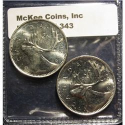 343. Pair of 1988 Gem BU Canada Quarters.