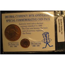 345. Decimal Currency 30th Anniversary Special Commemorative Coin Pack containing Australia 1964 Lar