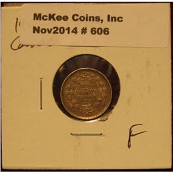 606. 1902 Canada Five Cent Silver. Small narrow H. F-12. KM catalog value $17.00.