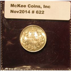 622. 1936 Canada Dime. Brilliant MS 63. Very nice and Brilliant. KM catalog value is $100.00.