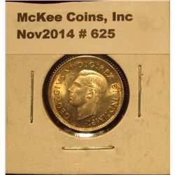 625. 1942 Canada Dime. Toned. MS 63.