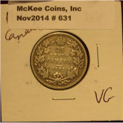 631. 1902 Canada Quarter. VG.