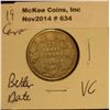 Image 1 : 634. 1908 Canada Quarter. Better date. VG.