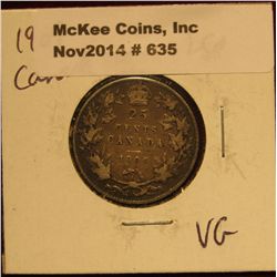 635. 1909 Canada Quarter. VG.