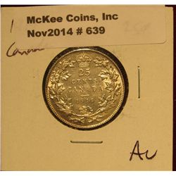 639. 1919 Canada Quarter. AU.