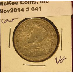 641. 1933 Canada Quarter. VG.