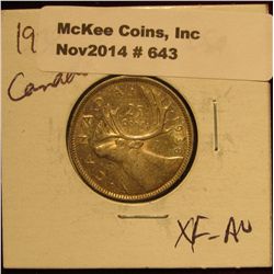 643. 1938 Canada Quarter. EF-AU.