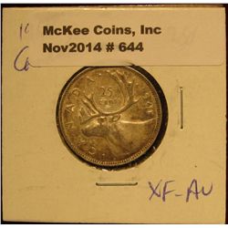644. 1941 Canada Quarter. EF-AU.