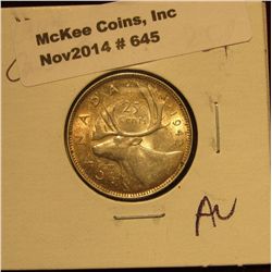 645. 1942 Canada Quarter. AU.