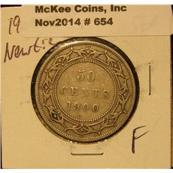 654. 1900 Newfoundland Half Dollar. F-12.