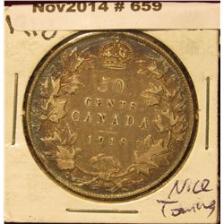 659. 1918 Canada Half Dollar. F-12.