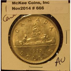 666. 1935 Canada Silver Dollar. Choice Toned AU.