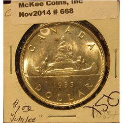 668. 1935 Canada Silver Dollar. Choice MS 62.