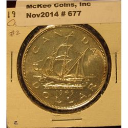677. 1949 "Newfoundland Canada Silver Dollar depicting John Cabot's ship "The Mathew"". MS 68.