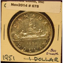 678. 1951 Canada Silver Dollar. Proof-like.