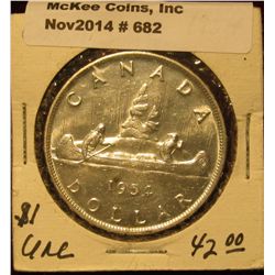 682. 1954 Canada Silver Dollar. Proof-like.