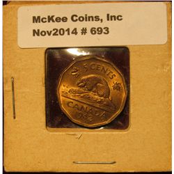 693. 1942 Canada "Tombac" Nickel. Unc. KM # 39.