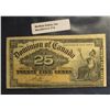 Image 1 : 774. January 2, 1900 "The Dominion of Canada" .25c Fractional Bank Note. VF. Cut close at bottom.
