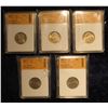 Image 1 : 804. (5) Slabbed 2004 P Type 2 Lewis & Clark Nickels. All SGS MS 70.