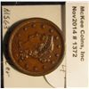 Image 1 : 1372. 1856 U.S. Large Cent. Upright 5. Unc with luster. MS 63 Red book value is $225.00.