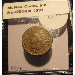 1391. 1880 Indian head Cent. F-12 book value is $7.00.