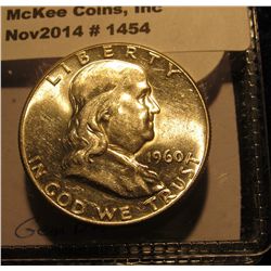 1454. 1960 P Franklin Silver Half Dollar. BU.