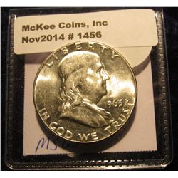 1456. 1963 P Franklin Silver Half Dollar. BU.