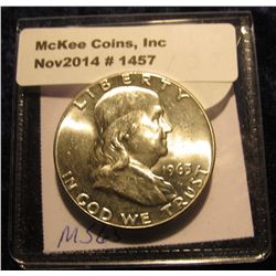1457. 1963 P Franklin Silver Half Dollar. BU.