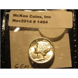 1464. 1935 P Mercury Dime. MS 65 FSB. Book value is $45.00.