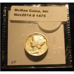1475. 1925 D Mercury Dime. EF-AU.