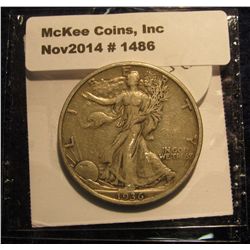 1486. 1936 S Walking Liberty Half Dollar. VF.