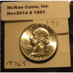 1501. 1948 D Washington Quarter. BU. Book value is $45.00.