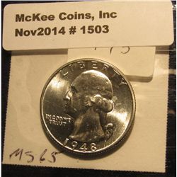 1503. 1948 P Washington Quarter. BU. Book value is $30.00.