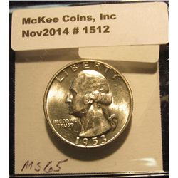 1512. 1953 D Washington Quarter. BU. Book Value is $22.00
