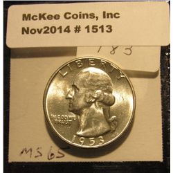 1513. 1953 S Washington Quarter. BU. Book Value is $28.00
