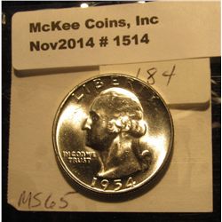 1514. 1954 P Washington Quarter. BU. Book Value is $24.00