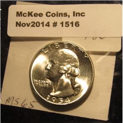 1516. 1954 S Washington Quarter. BU. Book Value is $24.00