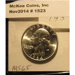 1523. 1964 D Washington Quarter. BU. Book Value is $8.00