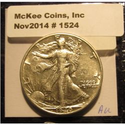 1524. 1940 P Walking Liberty Half Dollar. AU.