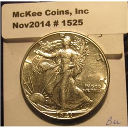 1525. 1941 P Walking Liberty Half Dollar. AU-BU..