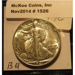 1526. 1941 D Walking Liberty Half Dollar. AU-BU..