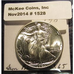 1528. 1943 P Walking Liberty Half Dollar. MS 65.
