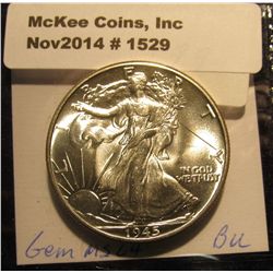 1529. 1945 P Walking Liberty Half Dollar. BU.