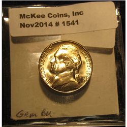 1541. 1944 S U.S. Silver World War II Jefferson Nickel. Gem BU. Book value $25.00.
