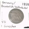 Image 1 : 1858 *EXTREMELY RARE* GERMANY/BRUNSWICK-WOLFENBUTTEL 1 GROSCHEN WORLD BOOK VALUE $50.00+ *NICE EARLY